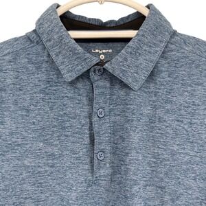 Layers Mens Heather Blue Qwick Dry Golf Polo Shirt Size Medium Shortsleev